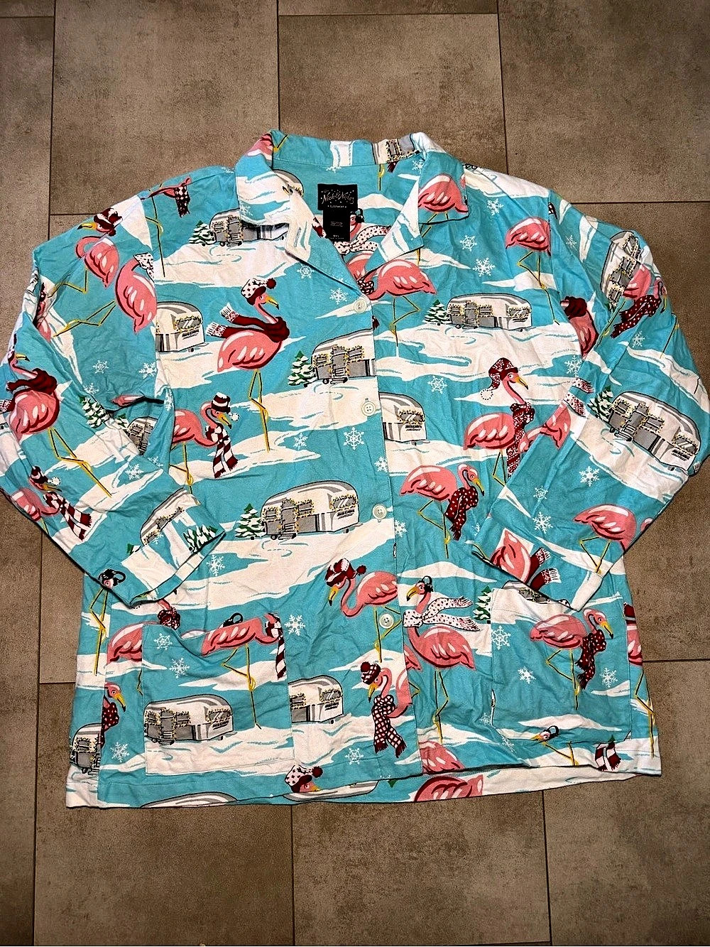 Nick & Nora Holiday Flamingo and Airstream Print Pajama Set Size 3XL